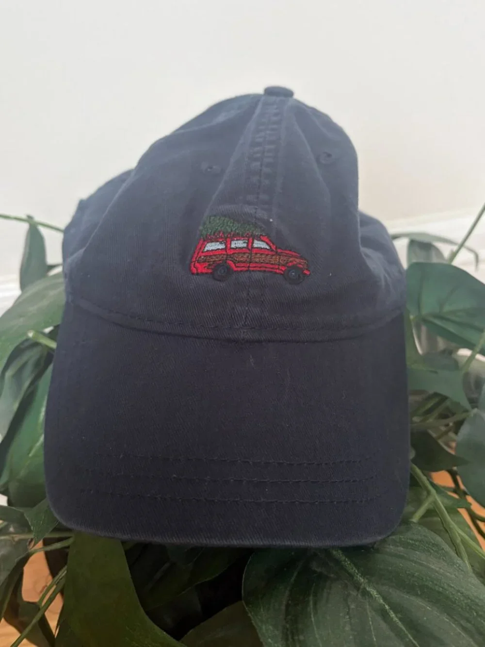 J. Crew Christmas Hat Cotton Navy Christmas Tree Truck